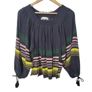 Apiece Apart Silk Striped Puff Sleeve Blouse